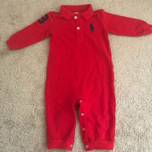 Red Ralph Lauren 9 month Polo onesie